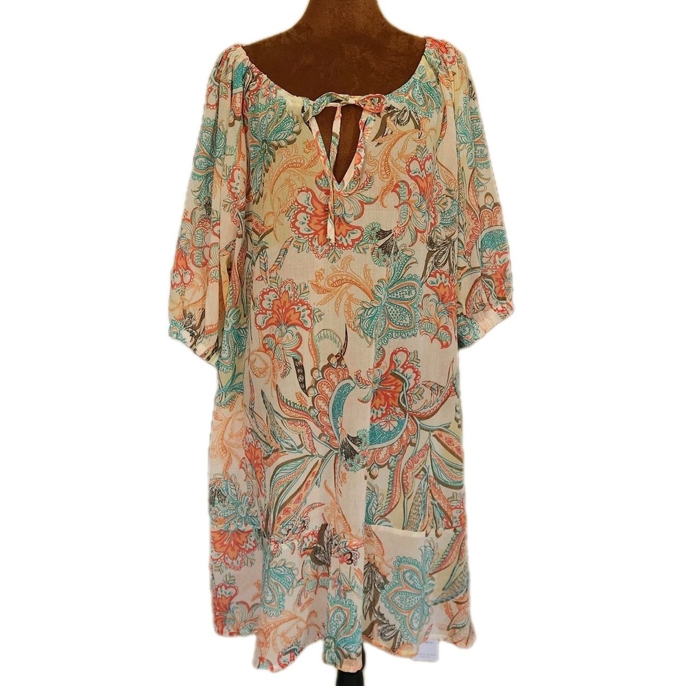 NWT Cupshe Coverup Dress Size M Colorful Lightweight Paisley Cotton‎ Blend Women